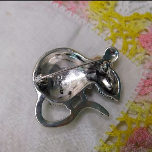 Napier Mouse Rat Rodent Crystal Brooch Vintage Signed Pin RARE - Picture 3 of 5